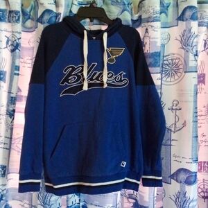 St Louis Blues STARTER Hoodie Sweatshirt Mens Size Small S NHL Y2K Blue